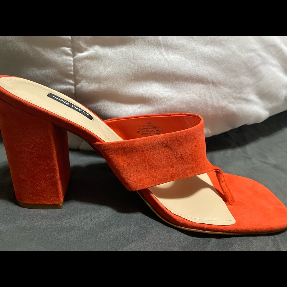 orange block heel sandal